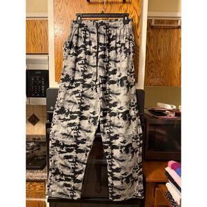Open Trails Mens Fleece Pajama Pants Grey Black Camo Lounge Sleepwear Size M
